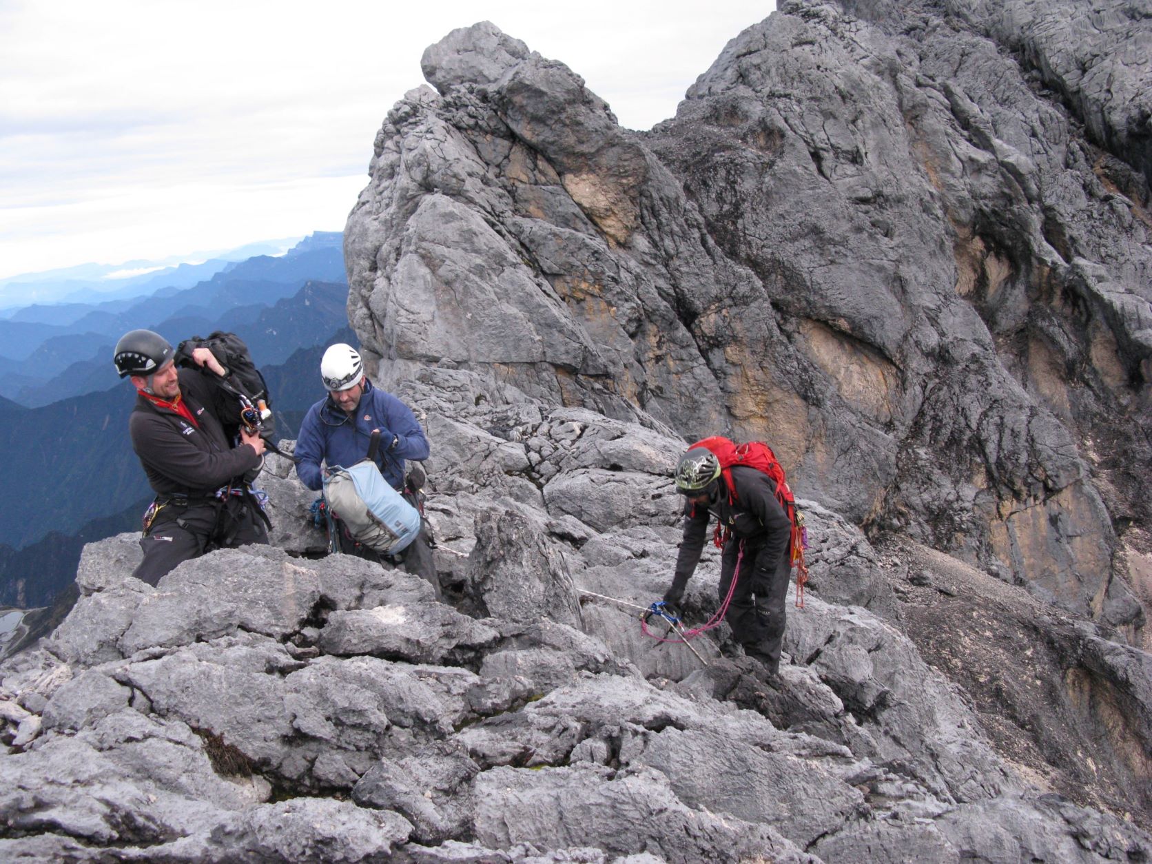 Guide lead climb on summit ridge